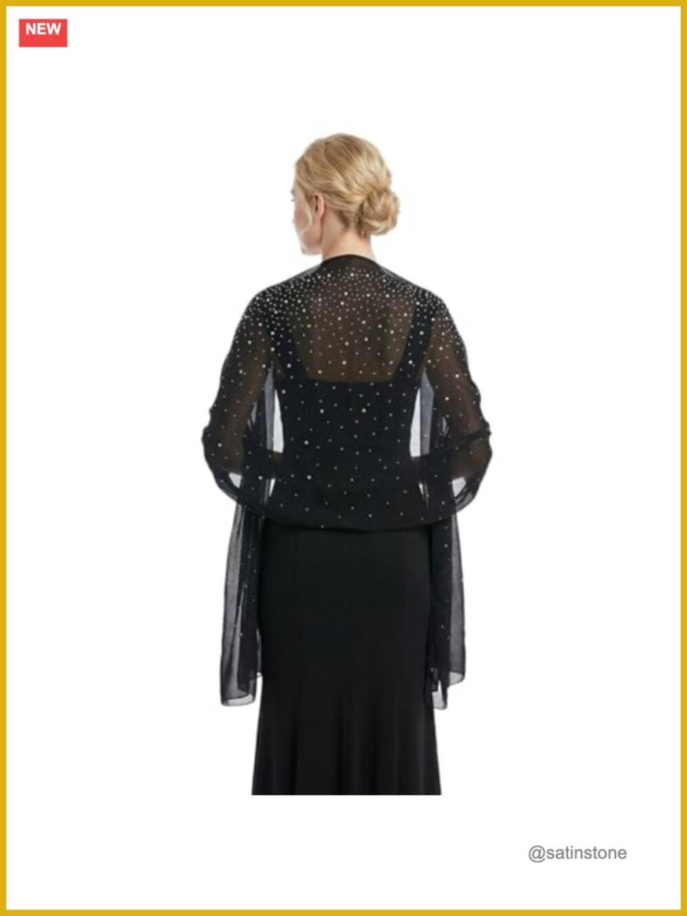 Women Rhinestone Pashmina Shawl Wrap Sheer Chiffon Sparkly Scarf Evening Wedding